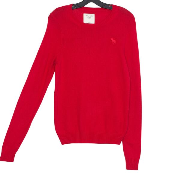 Abercrombie Sweater Y2K Preppy Heritage Cozy Rabbit Hair Cashmere Red Size Large - Picture 7 of 7